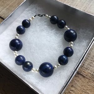 Lapis Lazul Pearl Beaded Bracelet